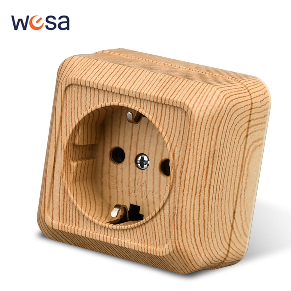 Outdoor Power Plus - WESA soket listrik permukaan dinding, kayu