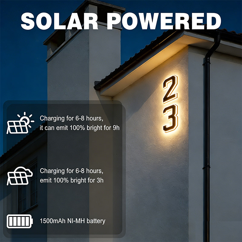 Outdoor Power Number - Papan Nomor Rumah Tenaga Surya, Papan