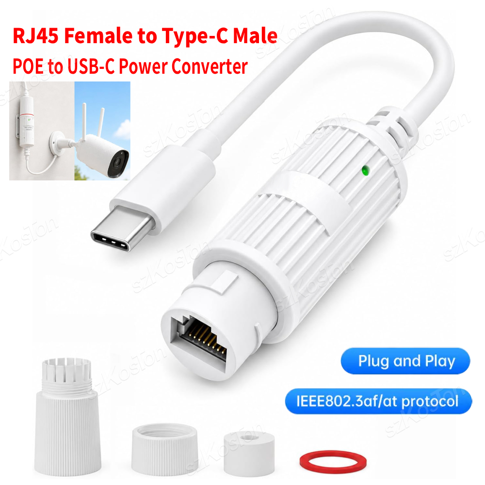 Outdoor Usb Power Adapter - Konverter Daya POE ke USB-C RJ45